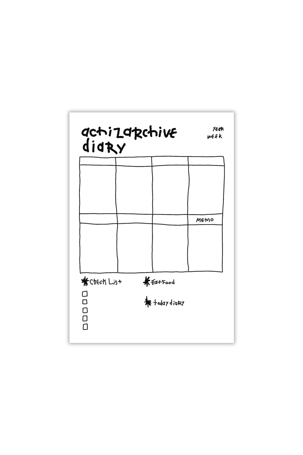 에이치제트 아카이브(ACHIZ ARCHIVE) achiz 위클리 메모패드