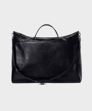 크링클 신세틱 레더 호라이즌 빅 토트 백 [블랙]