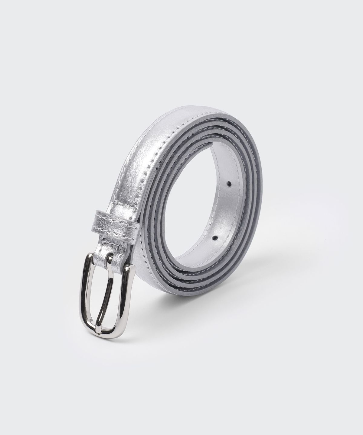무신사 스탠다드 우먼(MUSINSA STANDARD WOMAN) 우먼즈 라운디드 크랙 레더 씬 벨트_15mm [실버/실버]