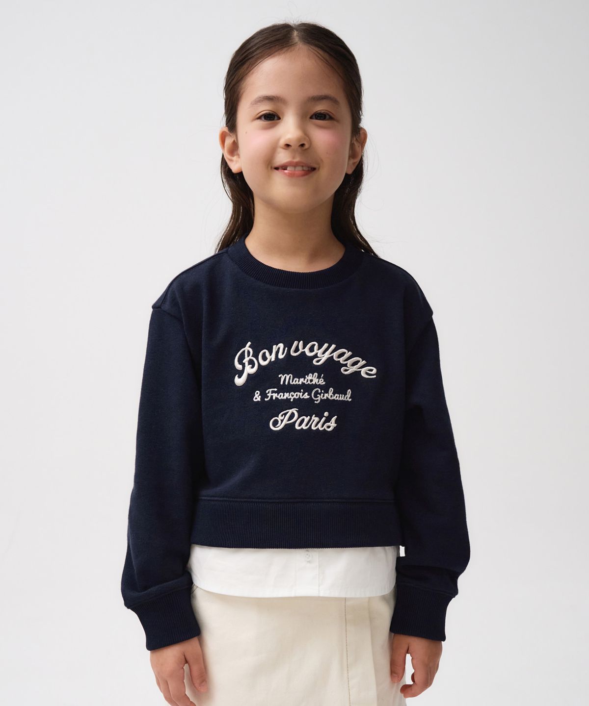 마리떼 키즈(MARITHÉ KIDS) KIDS W CROP SHIRT MIX SWEATSHIRT navy