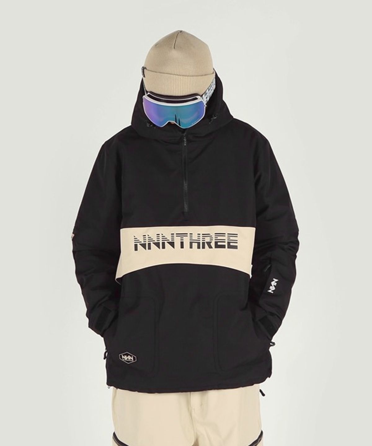 엔쓰리(NNN) 2324 NNN - Bliss23 Anorak - JACKET - 블랙+아이보리  ( 남녀공용 스노우보드복 자켓 )