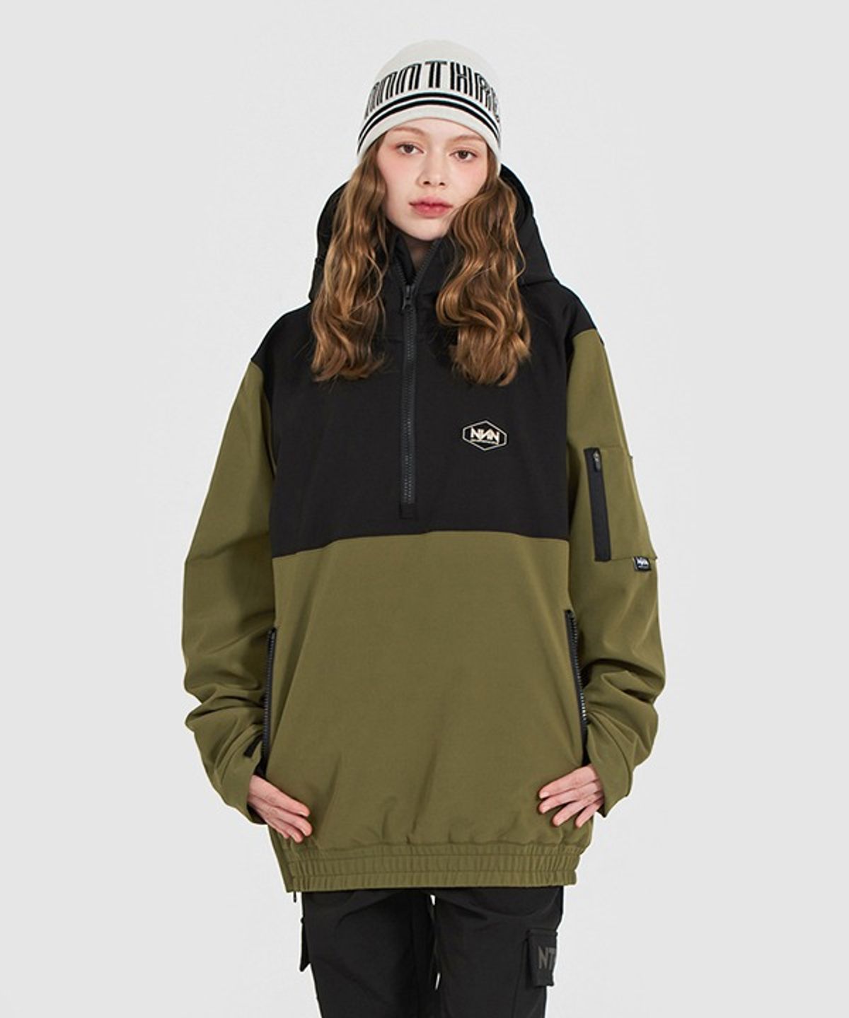 엔쓰리(NNN) 2324 NNN - 3L  TR100 Hood Anorak - JACKET - 올리브+블랙 ( 남녀공용 스노우보드복 자켓 )