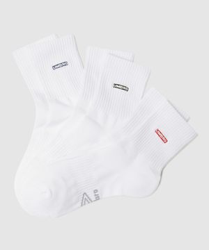 [온라인단독]박스로고 자수 미드 3PACK 화이트(UQ123CSC35)