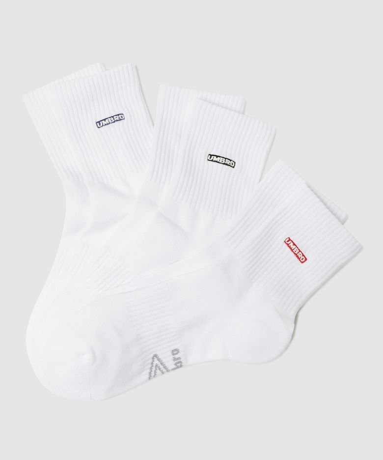 [온라인단독]박스로고 자수 미드 3PACK 화이트(UQ123CSC35)