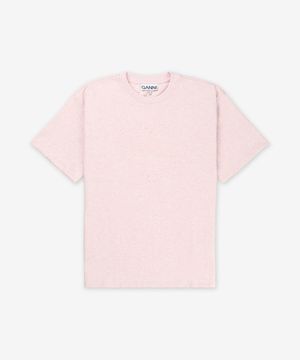 헤비 코튼 드롭 숄더 하트 반소매 티셔츠 - 초크 핑크 / T4090868