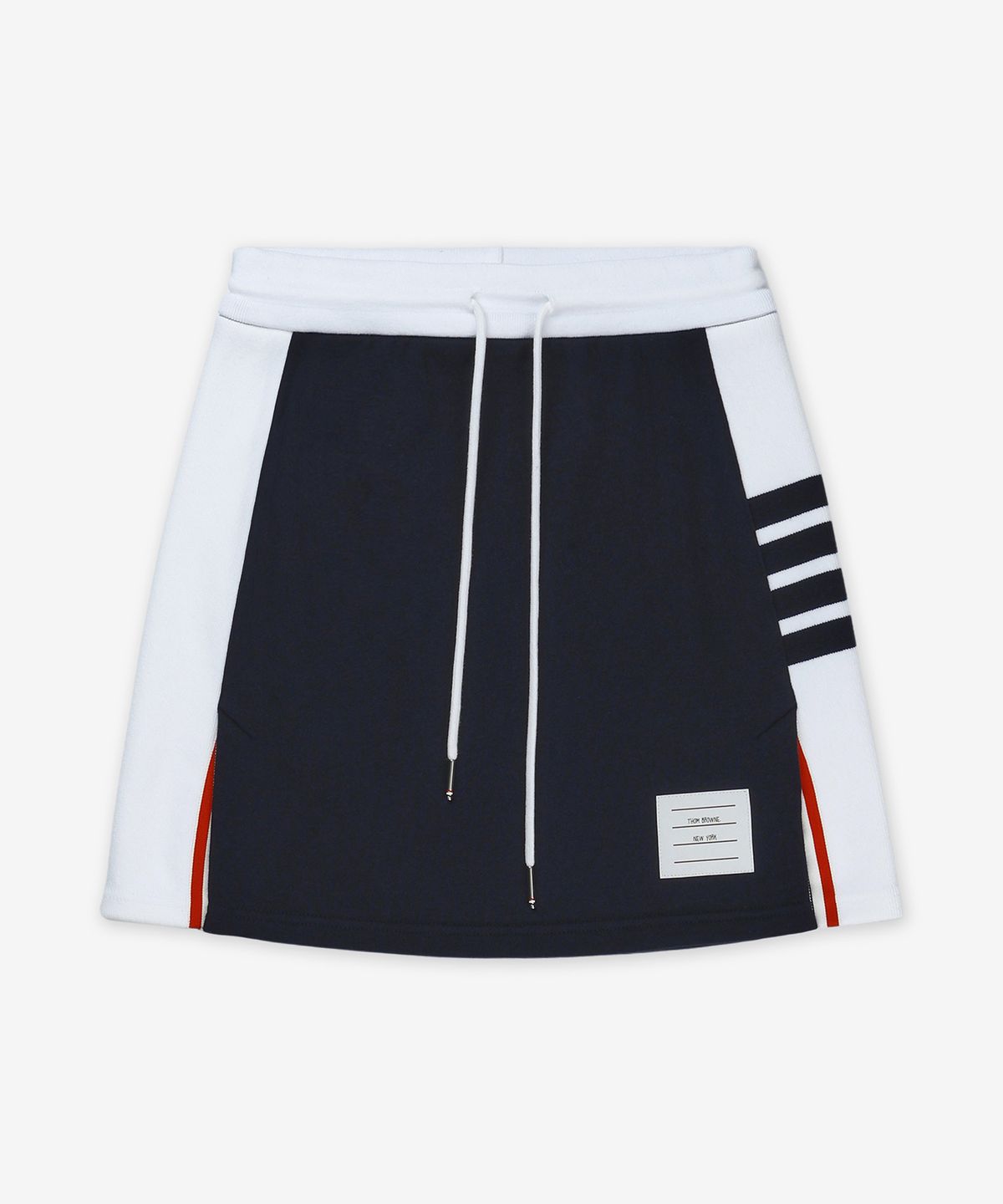 톰 브라운(THOM BROWNE) 클래식 4-바 저지 미니 스커트 - 네이비 / FJK130A03037415