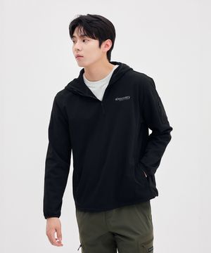 남성 기능성 소재 반집업 후드티셔츠 (BLACK)
