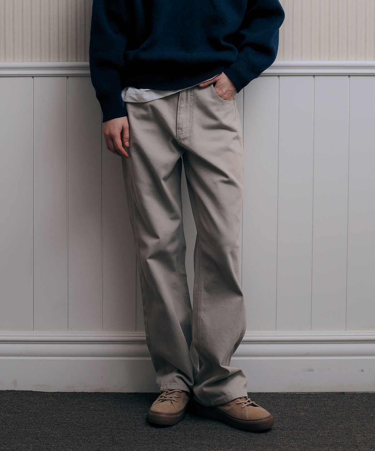 노리그렛(NOREGRET) Classic Cotton Pants_Warm Grey