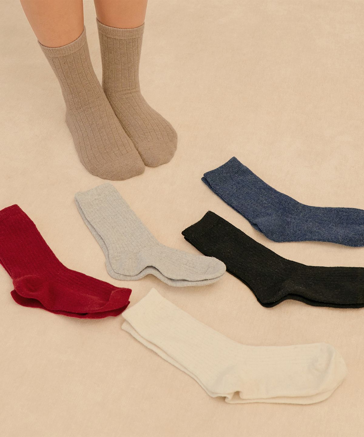 마른파이브(MARN5) 넉넉 울 니트 골지 양말_6colors