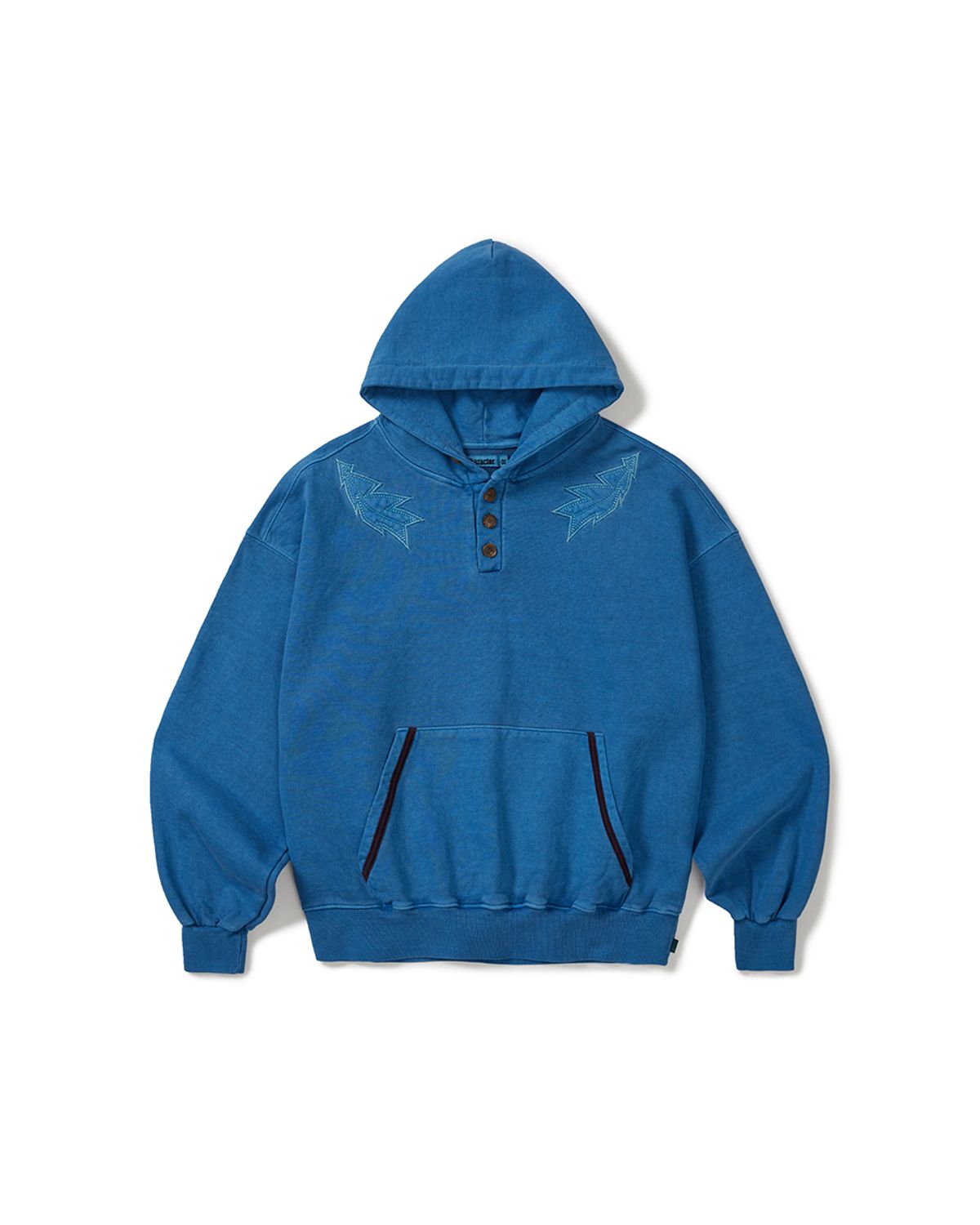 카락터(KARACTOR) Garment dyed button hoodie / Pigment blue