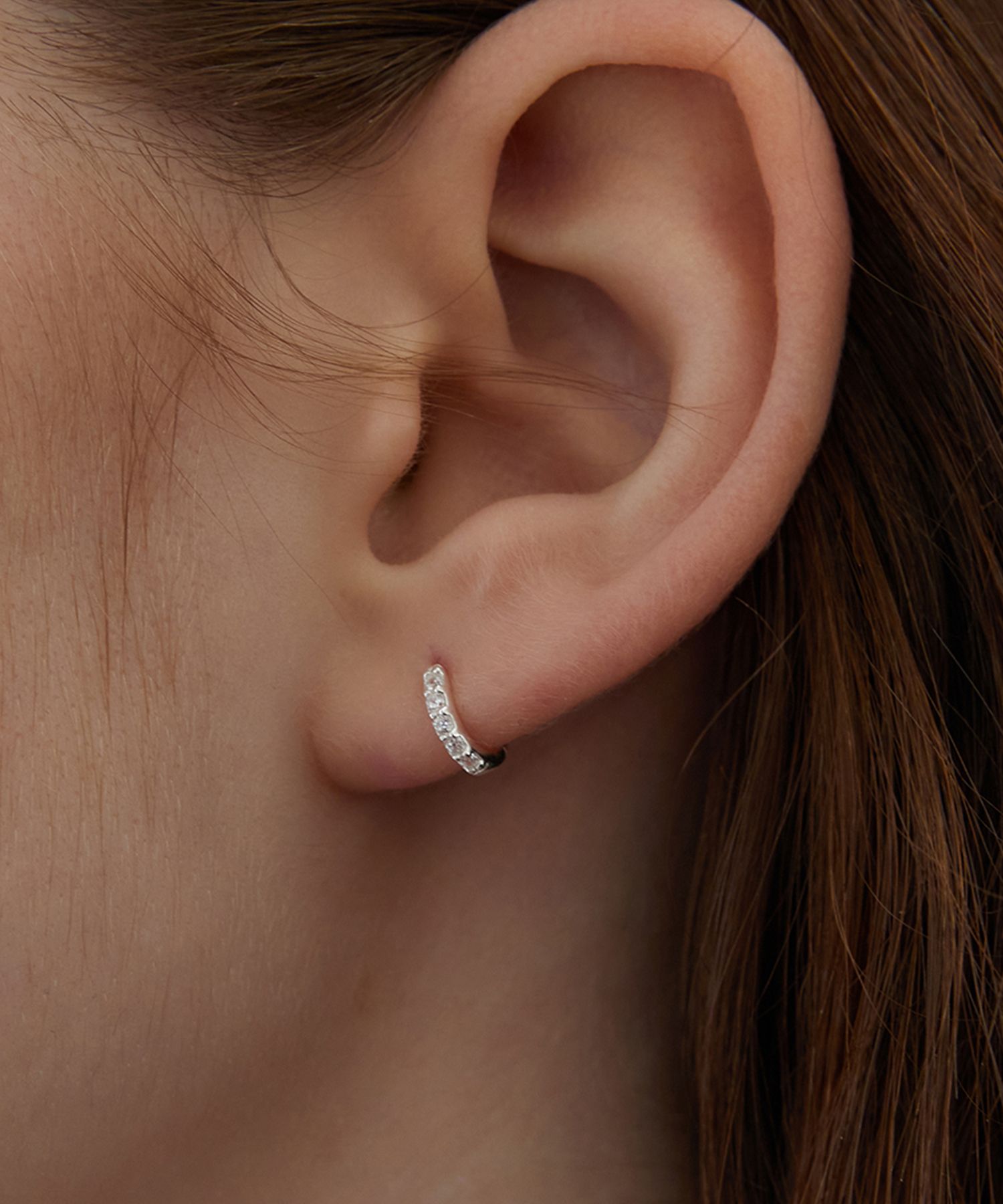 ★TATIANA★ Silver 925 Moissanite One Touch Hoop Earrings DE MUSINSA | TATIANA (Silver 925) Crystal Toy Hoop Earrings