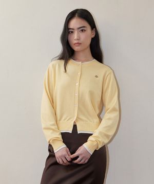 (우먼) 레이어드 니트 가디건_버터