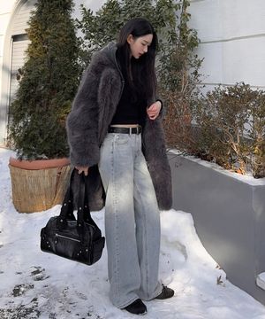 (우먼) 올데이 세미와이드 데님 팬츠_스카이블루