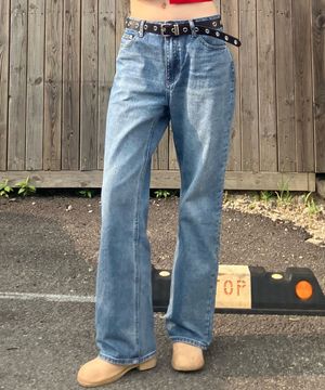 (우먼) 올데이 세미와이드 데님 팬츠_빈티지블루