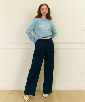 코튼 와이드 치노 팬츠 네이비