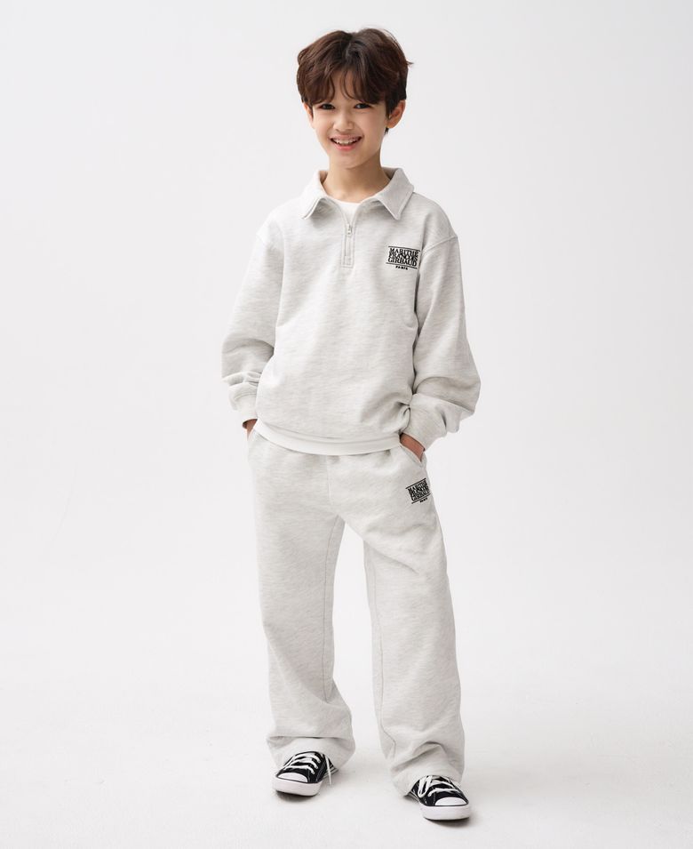 KIDS CLASSIC LOGO HALF ZIPUP SWEAT SET-UP light heather gray