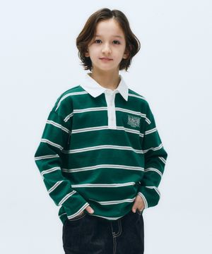 KIDS COLLAR STRIPE LONG SLEEVE green