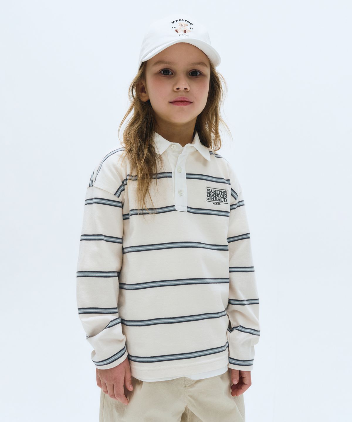 마리떼 키즈(MARITHÉ KIDS) KIDS COLLAR STRIPE LONG SLEEVE ivory