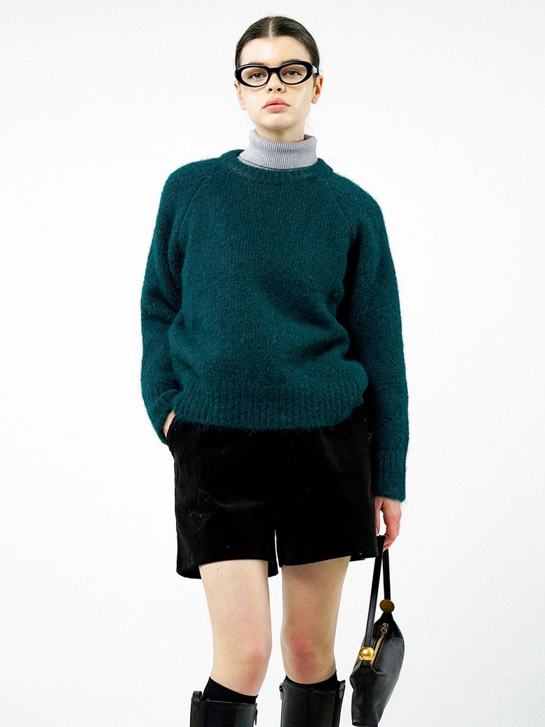 Boucle Reglan Round Knit - Deep Green /W244TP04GN