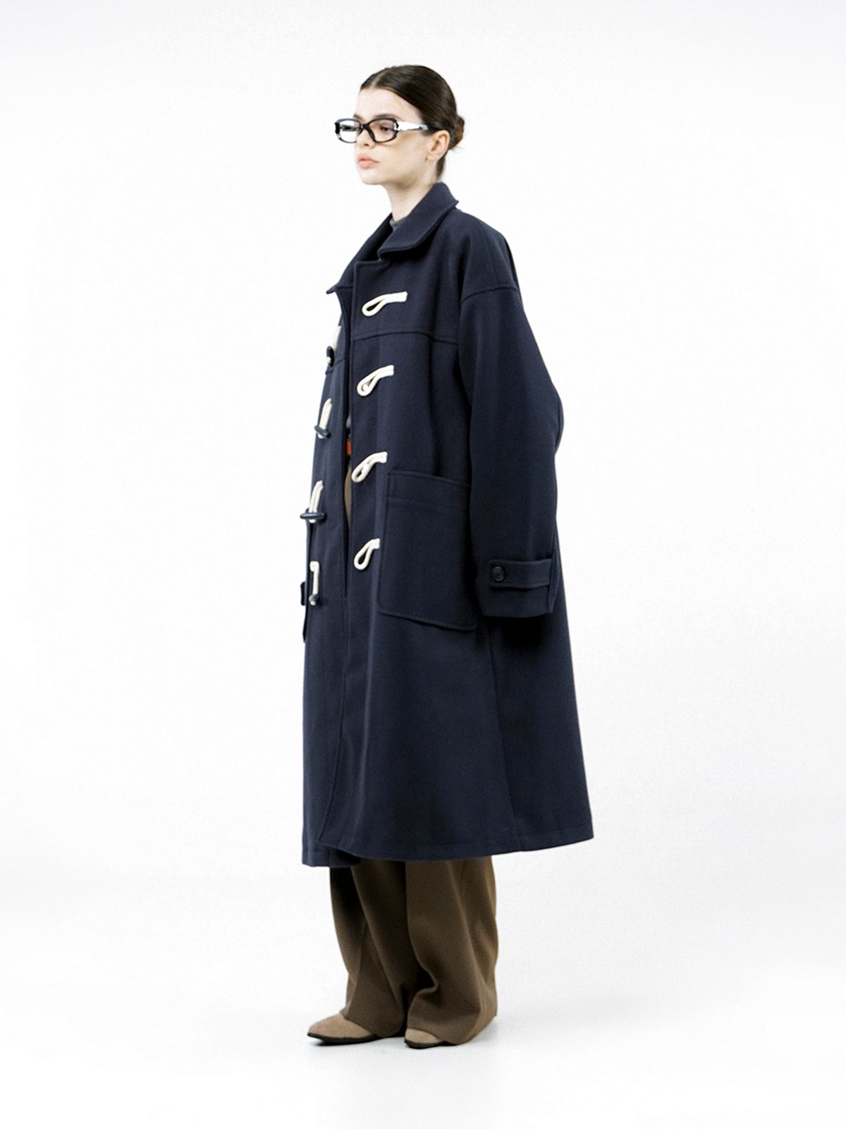 챈세스노이(CHANCE'S NOI) Oversized Snap Duffel Coat - Navy /W244OT01NY