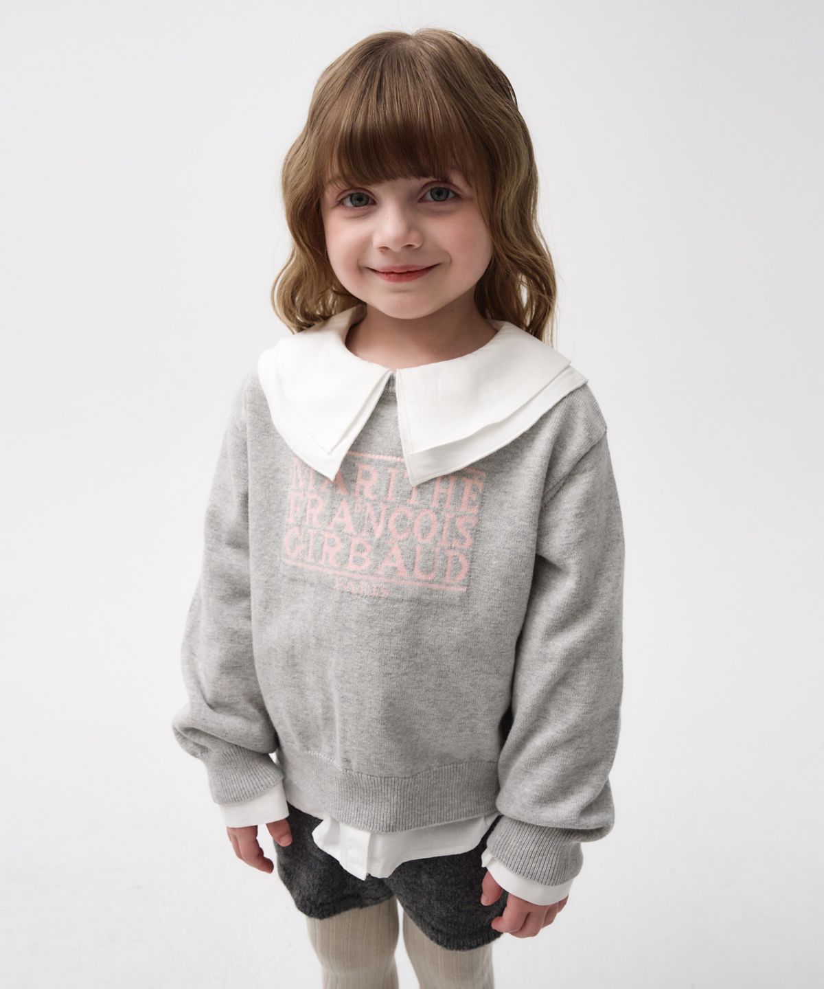 마리떼 키즈(MARITHÉ KIDS) KIDS CLASSIC LOGO KNIT PULLOVER melange gray