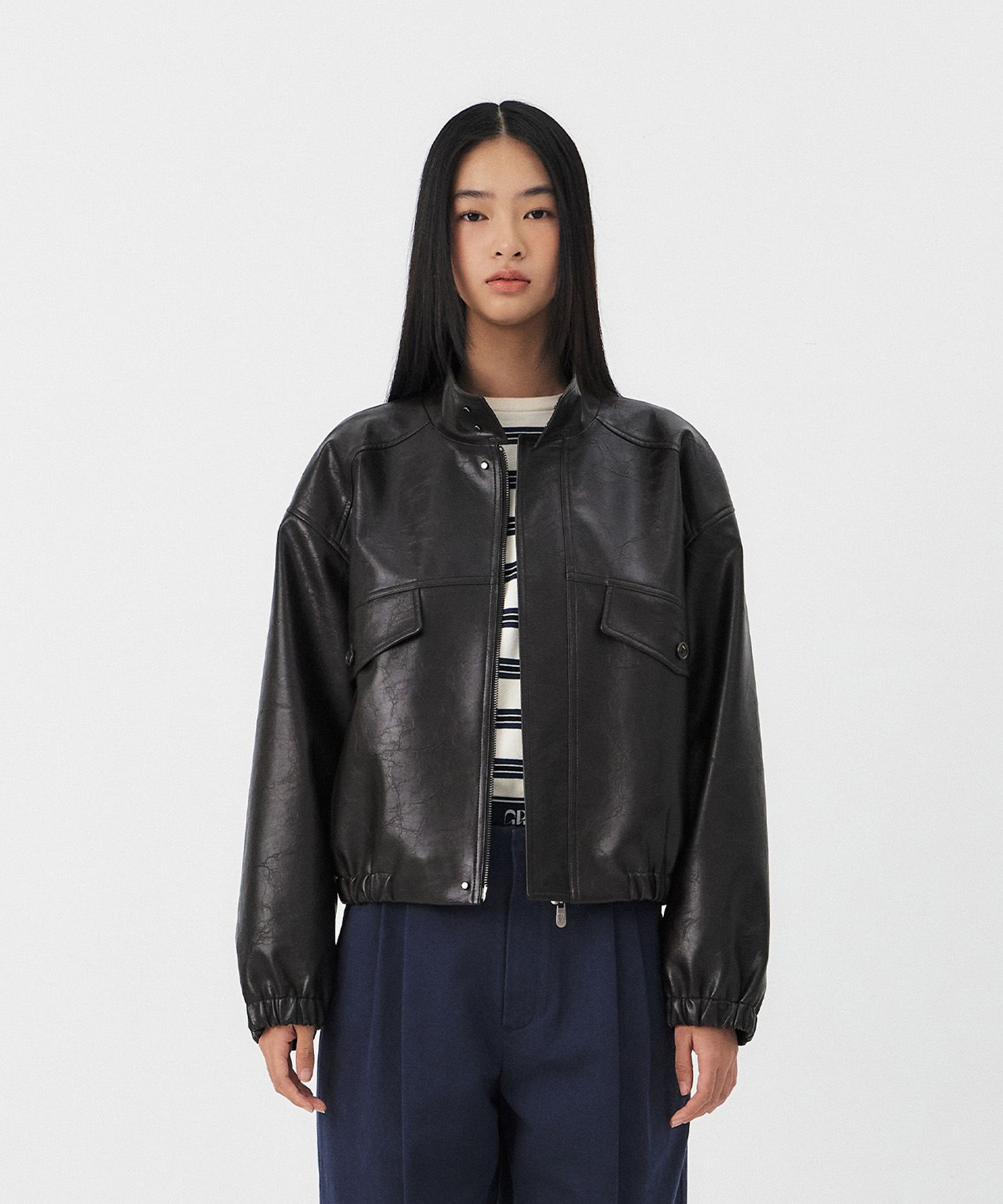 GROVE ♥ BASTON LEATHER ZIP-UP JACKET /追跡付 ☆2025PS新作☆GROVE☆BASTON LEATHER ZIP-UP JACKET