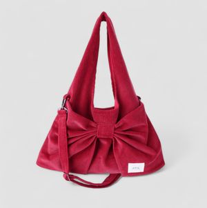 코듀로이 듀이 리본 호보 숄더 앤 크로스백 _ [레드]