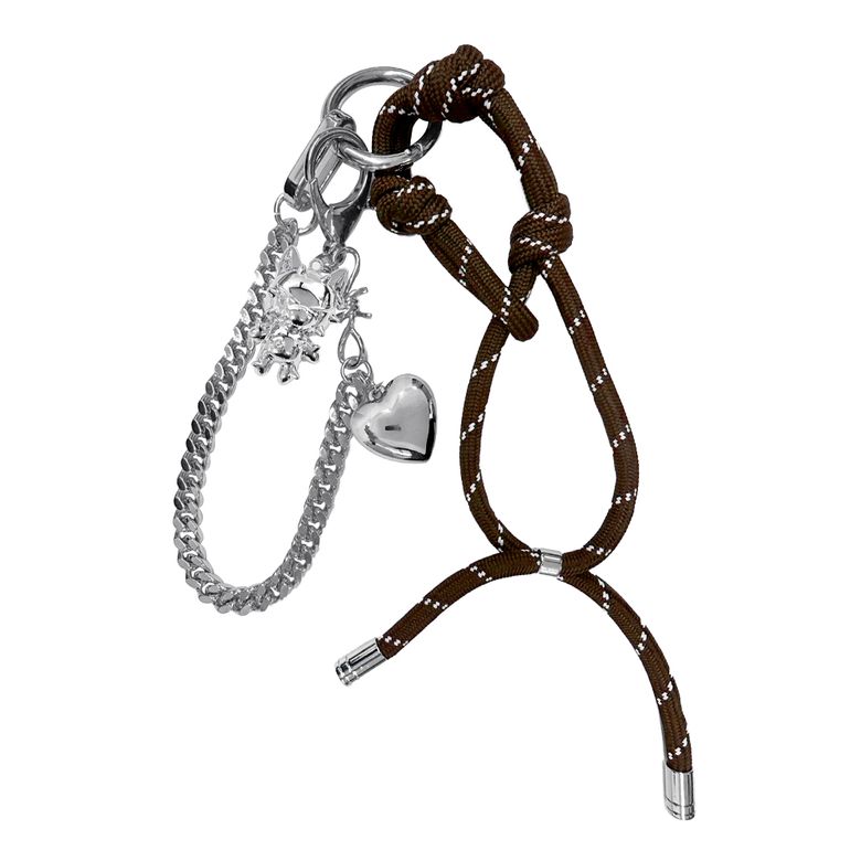 시그니쳐 캣 하트참 키링 Signature Cat Heart charm Keyring-Brown