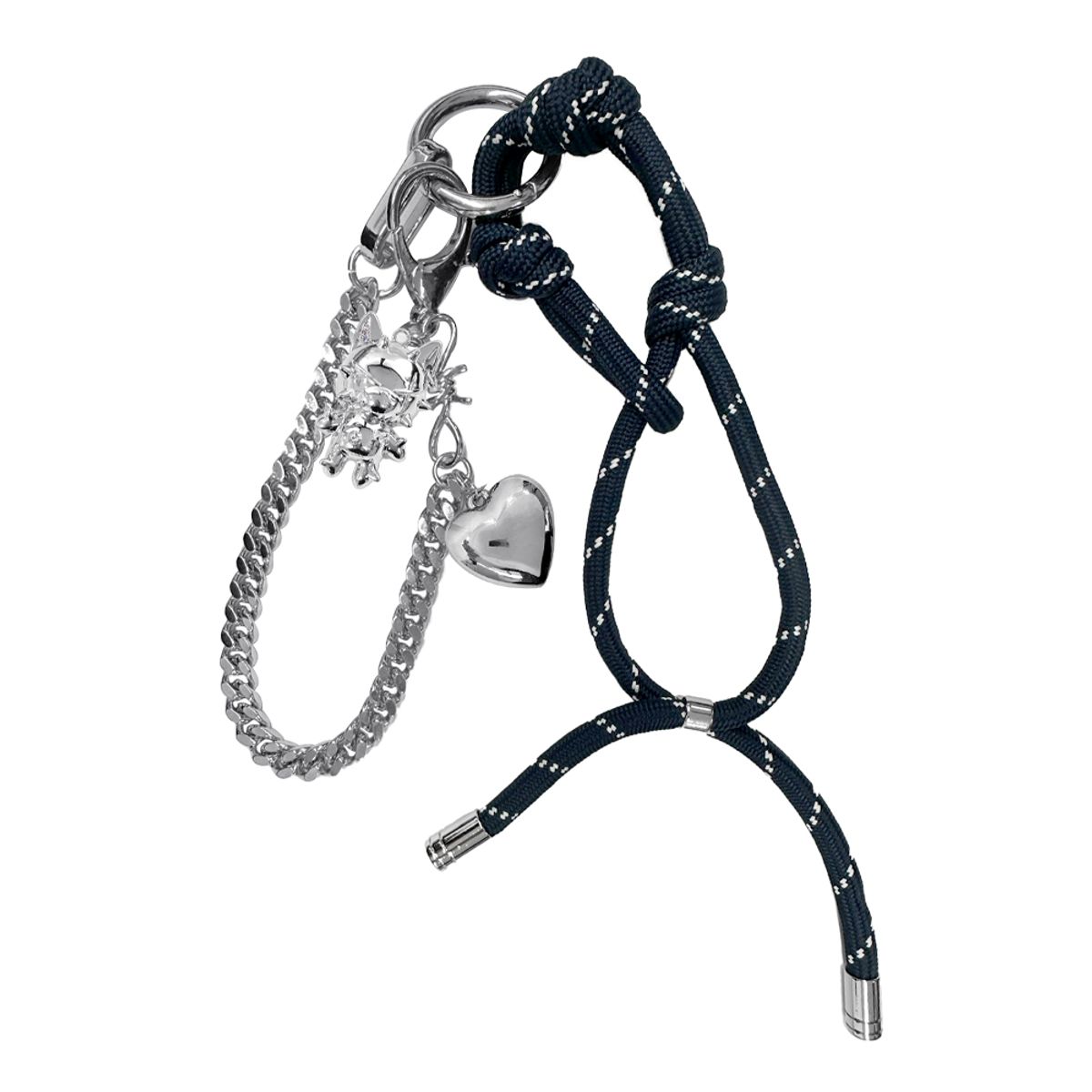 블랙 퍼플(BLACK PURPLE) 시그니쳐 캣 하트참 키링 Signature Cat Heart charm Keyring-Navy