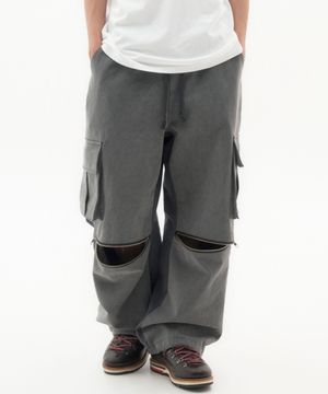 레오파드 립스탑 콤비 카고팬츠 (빈티지그레이)