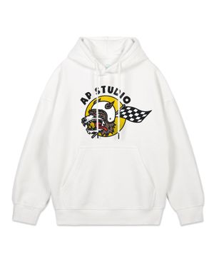 에이피 스튜디오 레이싱 도그 오버핏 와이드 숄더 후디_화이트