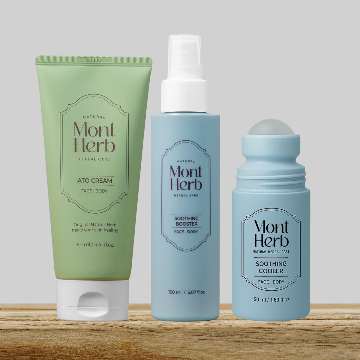 몽뜨허브(MONTHERB) 건조하고 가려운 피부를 위한 기초세트 / 아토크림 160ml + 수딩쿨러 50ml + 수딩부스터 150ml