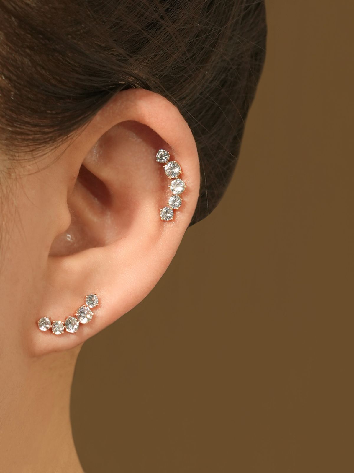 미니멀피어싱(MINIMALPIERCING) 14K 스페이스 큐빅 커브 피어싱 귀걸이