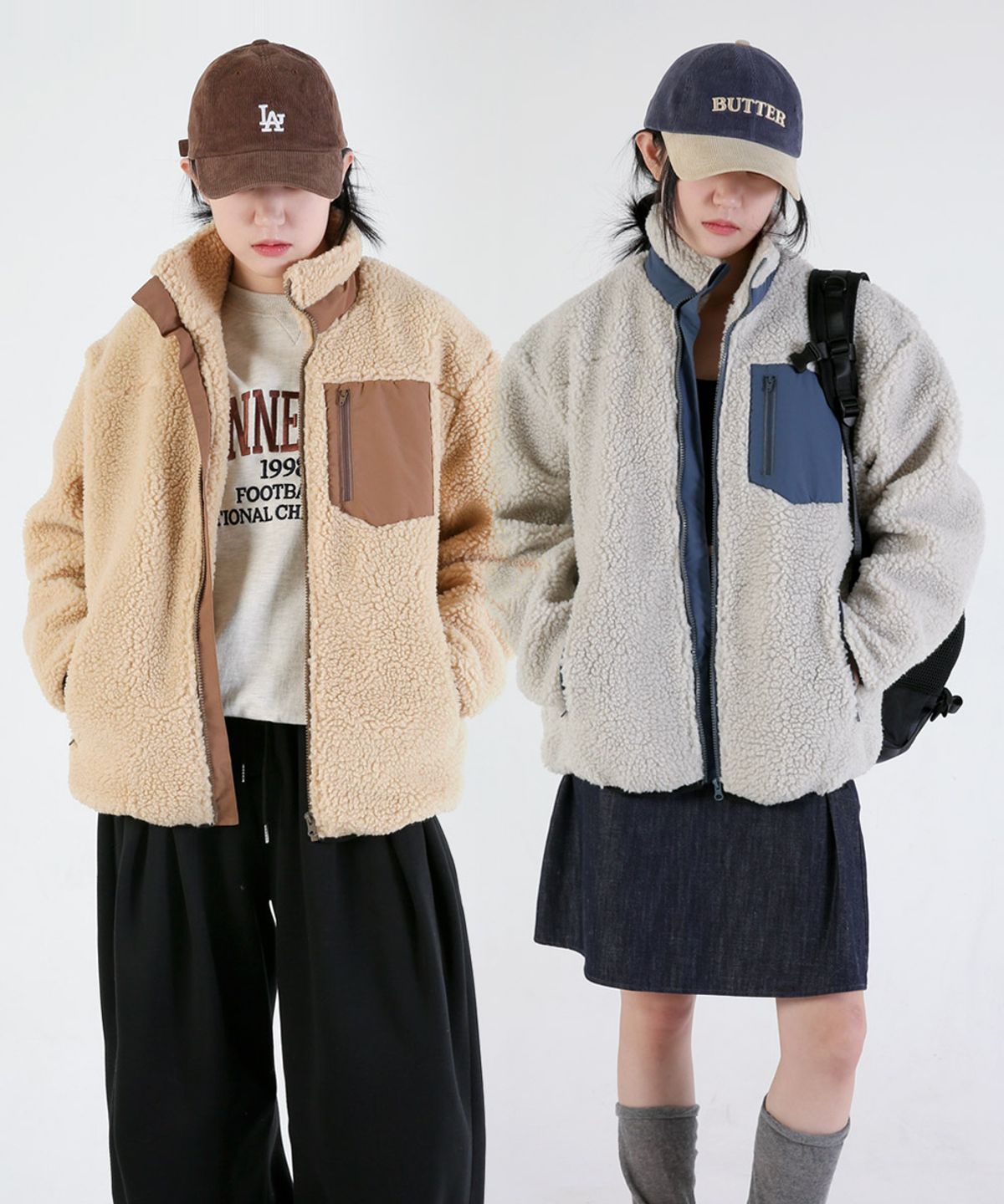음(UMM) 여자 덤블양털 하이넥 집업점퍼 2COLOR