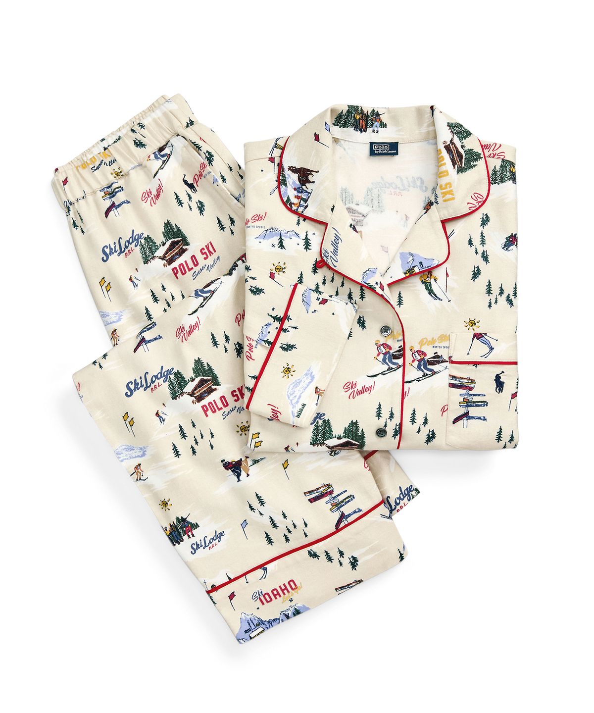 폴로 랄프로렌 이너웨어(POLO RALPH LAUREN INNERWEAR) 여성 플란넬 파자마 세트 크림 4P0143
