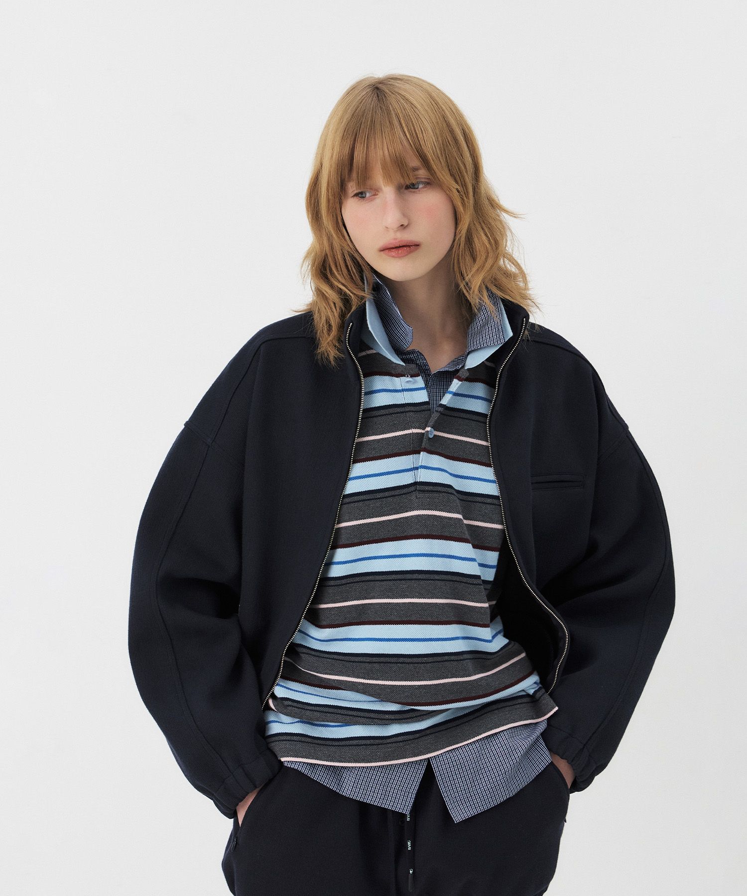 MUSINSA公式 | GROVE CARELL STRIPE LS PIQUE SHIRT (WOMAN-3COLORS)