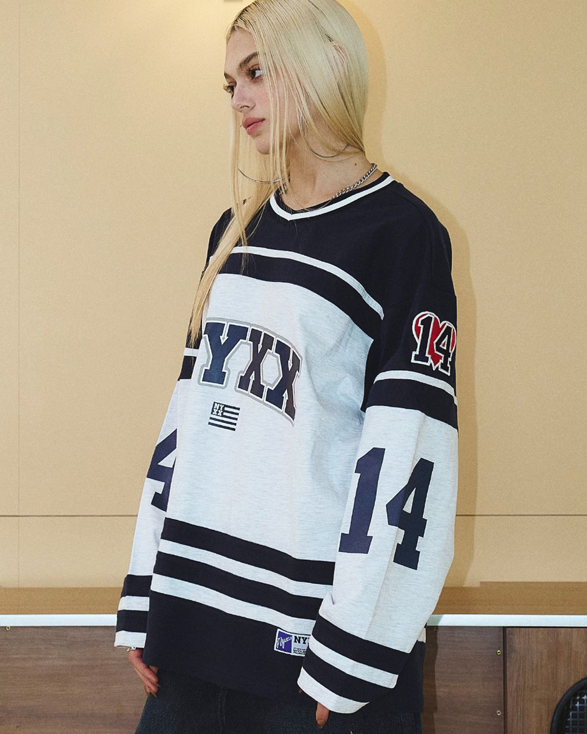 엔와이엑스엑스(NYXX) COLOR BLOCK RUGBY LONG SLEEVE NAVY