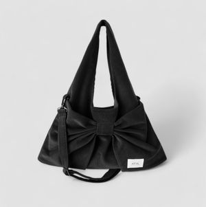 코듀로이 듀이 리본 호보 숄더 앤 크로스백 _ [블랙]