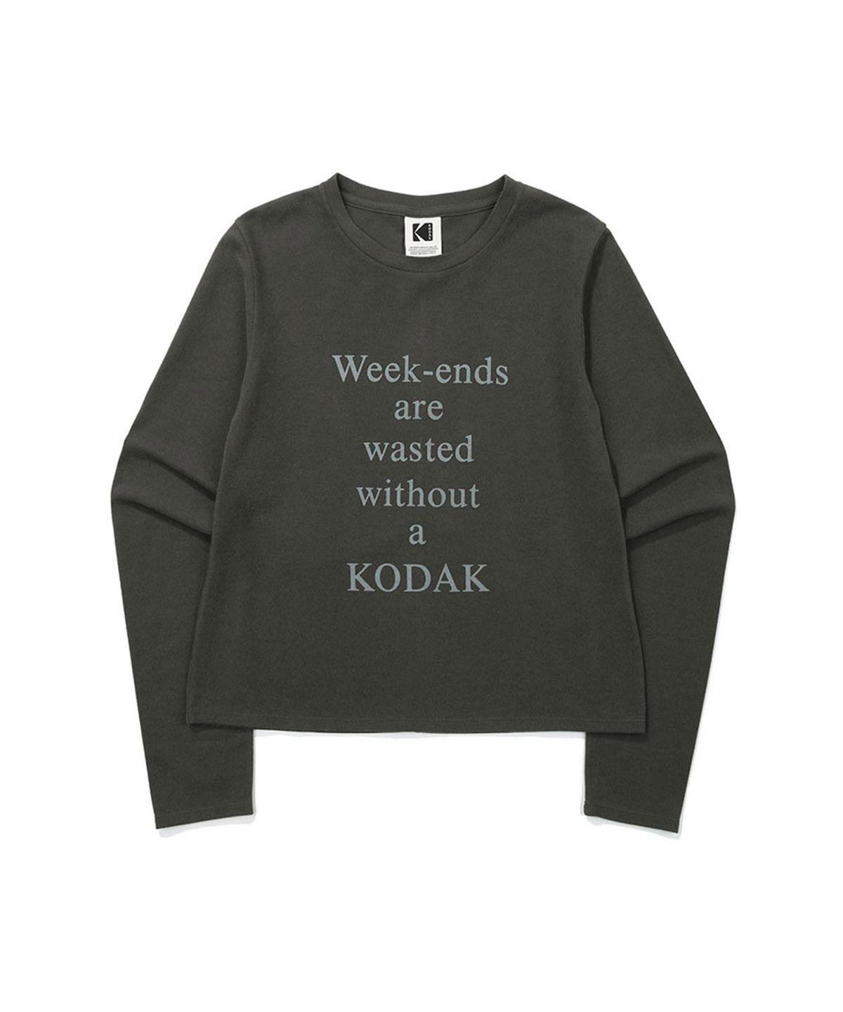 코닥(KODAK) 레터링 롱 슬리브 티셔츠 우먼 CHARCOAL