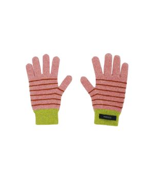 핑거홀 울 스트라이프 니트 장갑 (핑크/연두)