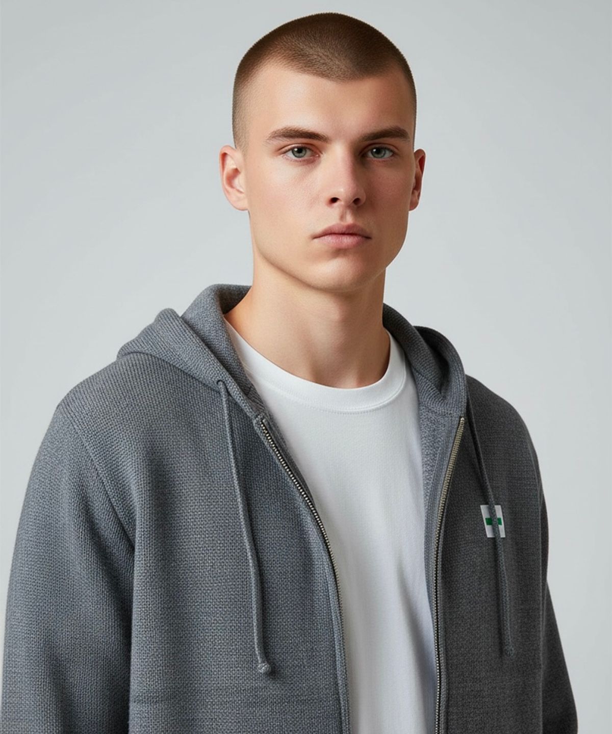 본슬리피(BORN SLIPPY) Soft Knit Born Slippy Hood Zip-up (Charcoal)