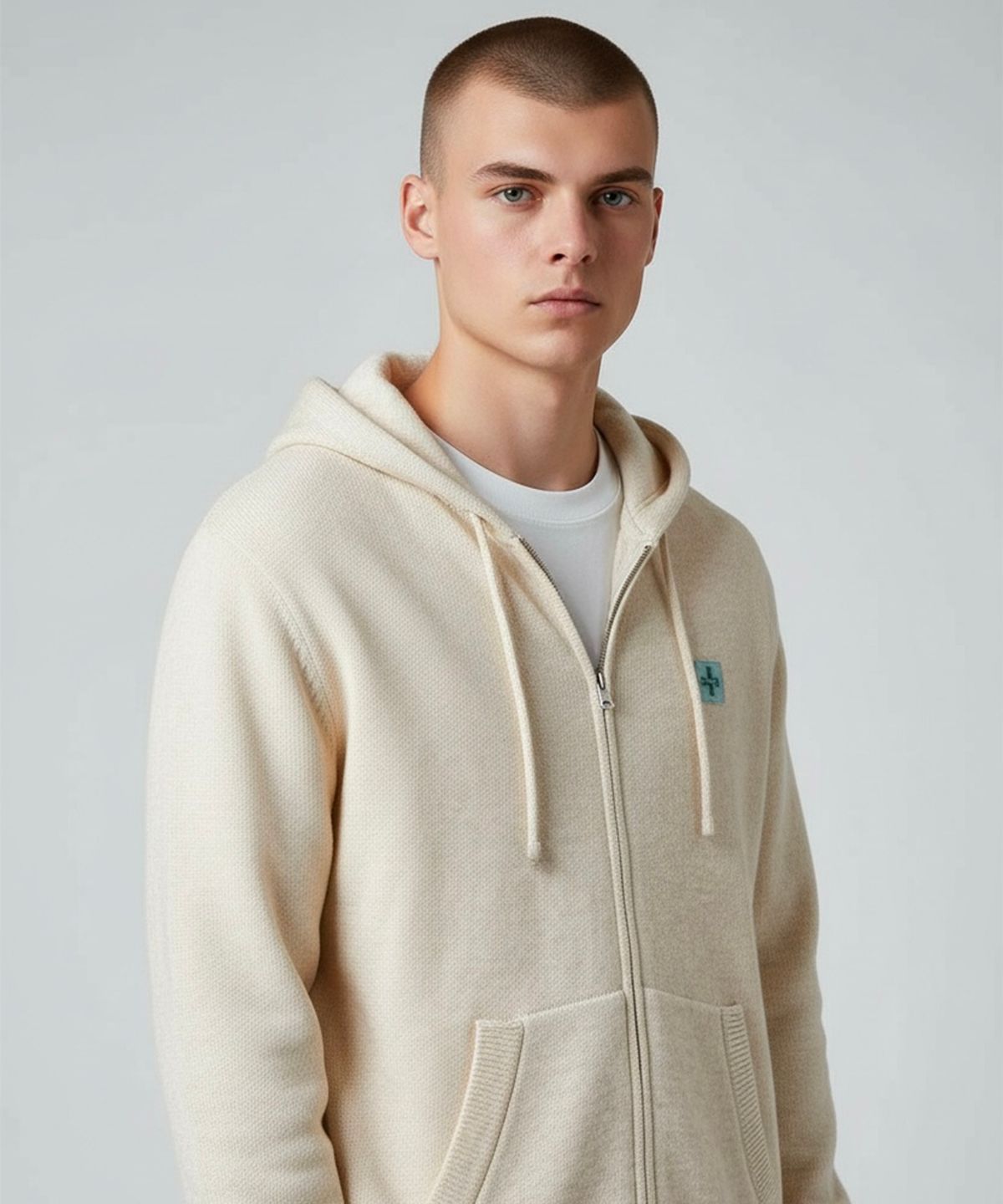 본슬리피(BORN SLIPPY) Soft Knit Born Slippy Hood Zip-up (Ivory)