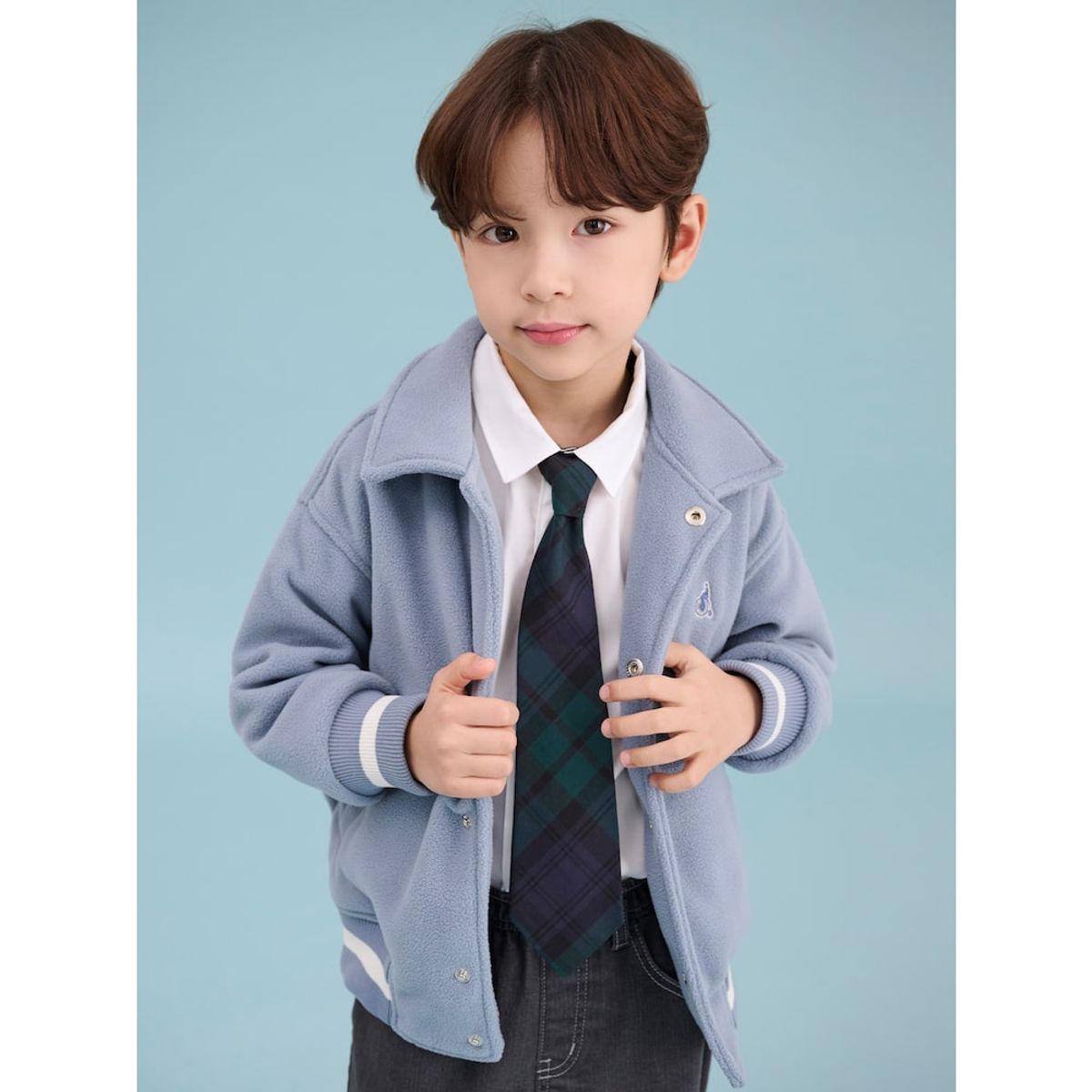 빈폴 키즈(BEANPOLE KIDS) 플리스 칼라 야구점퍼  스카이 블루 (BI5141U01Q) (BI5141U01Q)