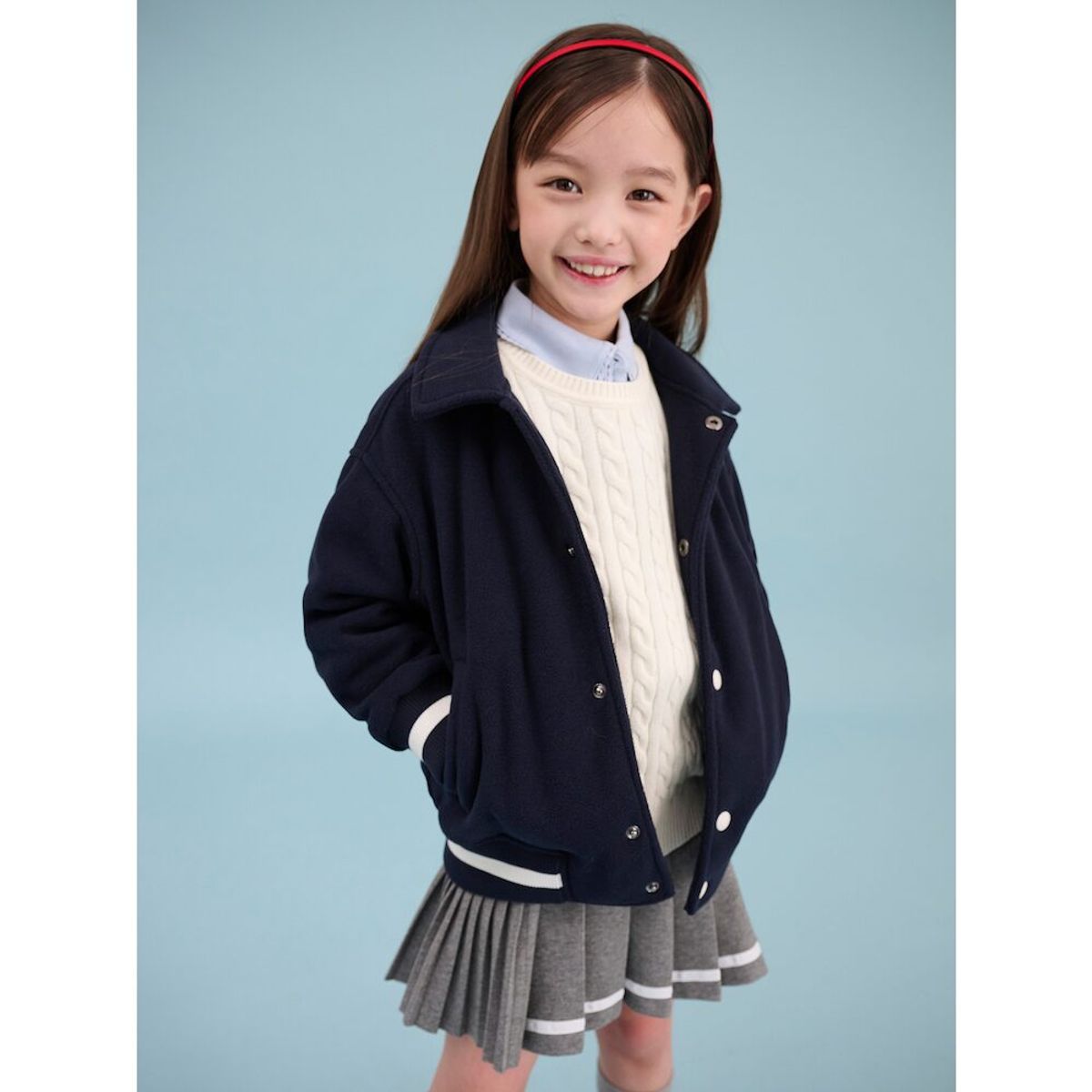 빈폴 키즈(BEANPOLE KIDS) 플리스 칼라 야구점퍼  네이비 (BI5141U01R) (BI5141U01R)
