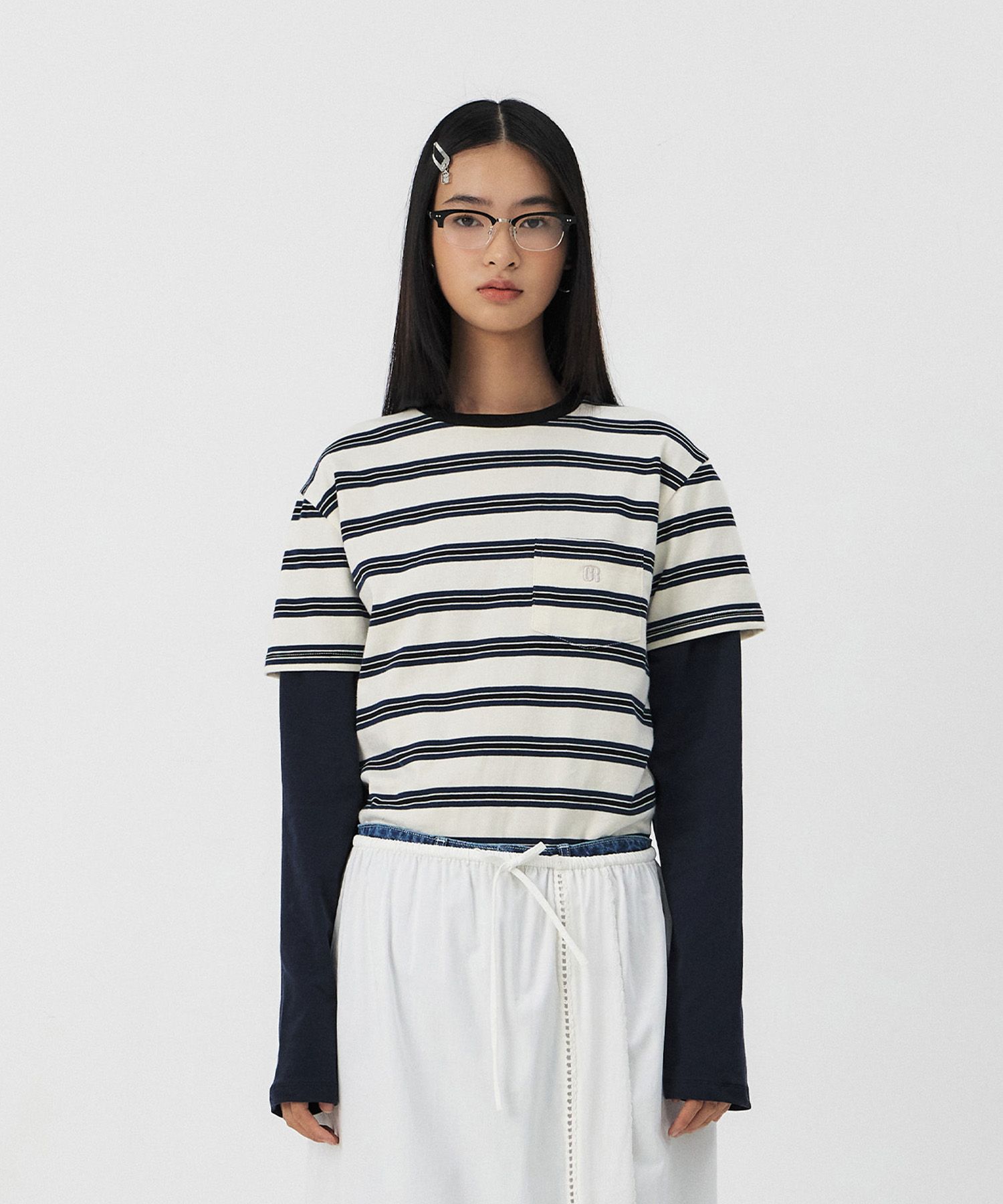 ★2025PS新作★GROVE★TAND STRIPE HALF SLEEVE T-SHIRT MUSINSA | GROVE TAND STRIPE HALF SLEEVE T-SHIRT [3COLORS]