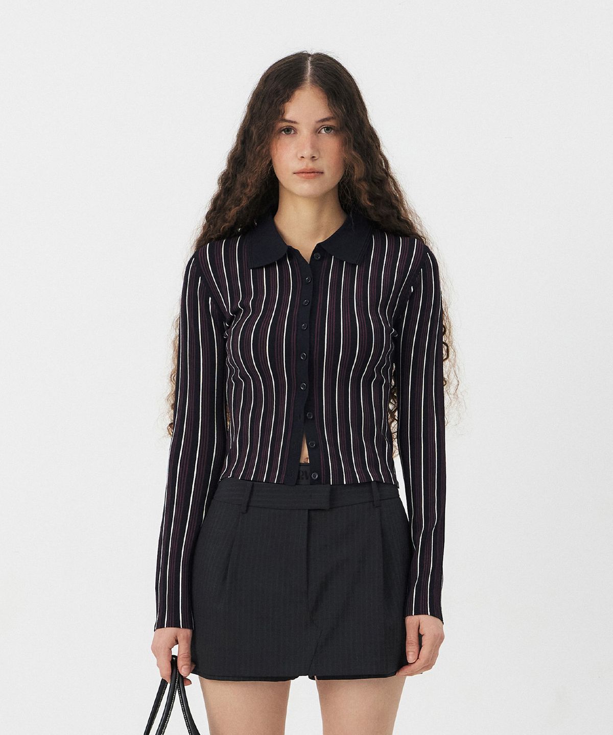 그로브(GROVE) CHARD STRIPE BUTTON KNIT [3COLORS]