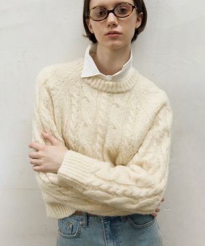 모헤어 케이블 풀오버 크림