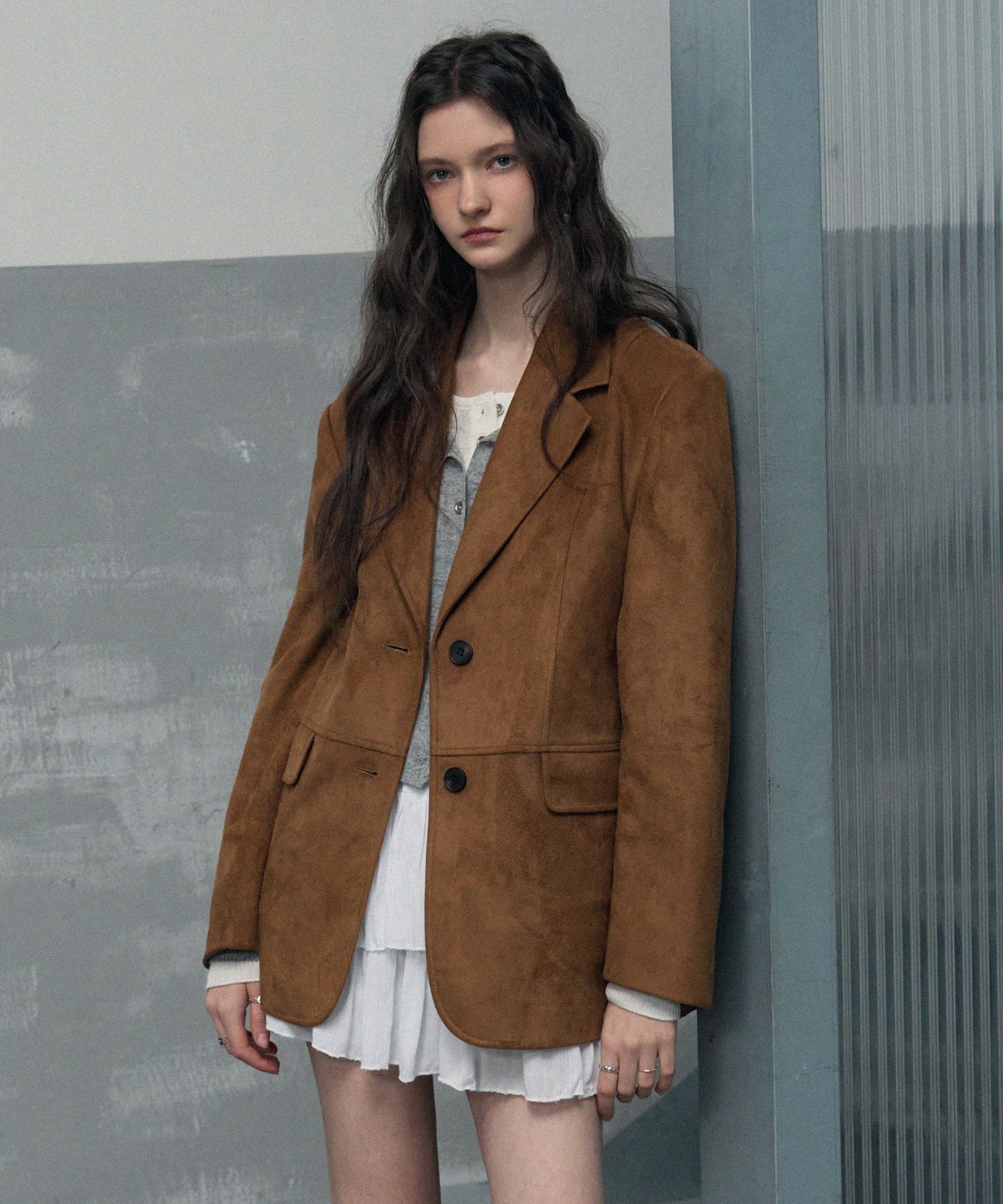 新品　leathery Divide Single Suede Blazer MUSINSA公式 | LEATHERY Divide Single Suede Blazer [CAMEL BROWN]