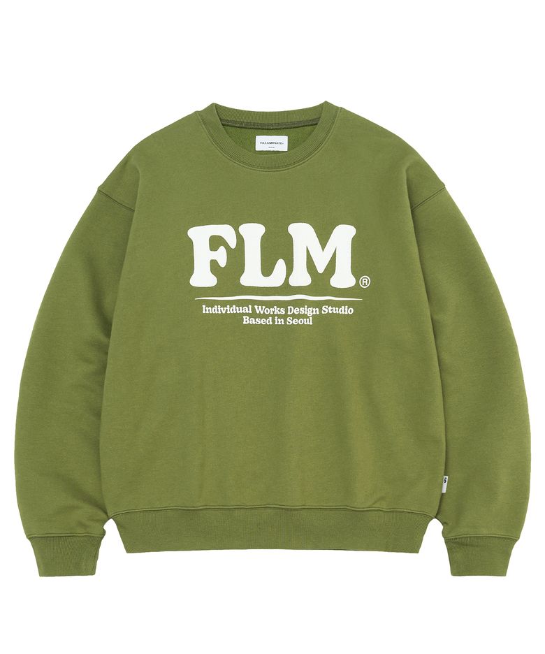 FLM 볼드 로고 스웨트 셔츠-올리브