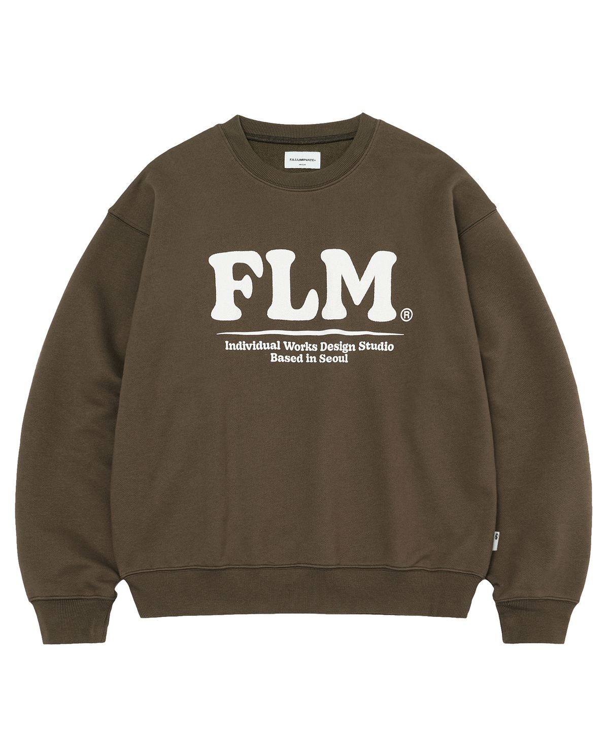 필루미네이트(FILLUMINATE) FLM 볼드 로고 스웨트 셔츠-브라운